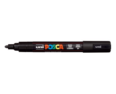 Posca PC-5M Marcador de Pintura - Punta de Bala 1.8-2.5mm - Tinta Base al Agua - Resistente a la Luz - Color Negro