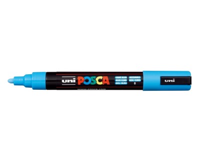 Posca PC-5M Marcador de Pintura - Punta de Bala 1.8-2.5mm - Tinta Base al Agua - Resistente a la Luz - No Permanente - Color Azul Claro