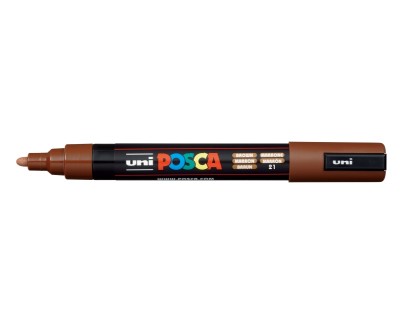 Posca PC-5M Marcador de Pintura - Punta de Bala 1.8-2.5mm - Tinta Base al Agua - Resistente a la Luz - No Permanente - Color Marrón