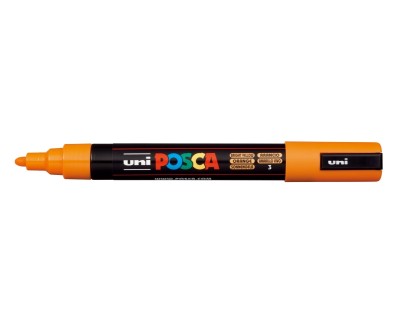 Posca PC-5M Marcador de Pintura - Punta de Bala 1.8-2.5mm - Tinta Base al Agua - Resistente a la Luz - No Permanente - Color Naranja Medio