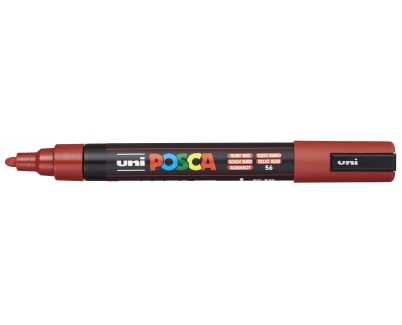 Posca PC-5M Marcador de Pintura - Punta de Bala 1.8-2.5mm - Tinta Base al Agua - Resistente a la Luz - No Permanente - Color Rojo Rubí