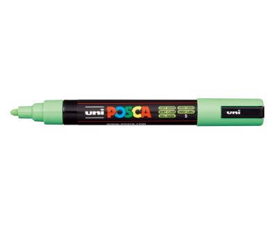 Posca PC-5M Marcador de Pintura - Punta de Bala 1.8-2.5mm - Tinta Base al Agua - Resistente a la Luz - No Permanente - Color Verde Claro