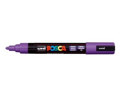 Posca PC-5M Marcador de Pintura - Punta de Bala 1.8-2.5mm - Tinta Base al Agua - Resistente a la Luz - No Permanente - Color Violeta