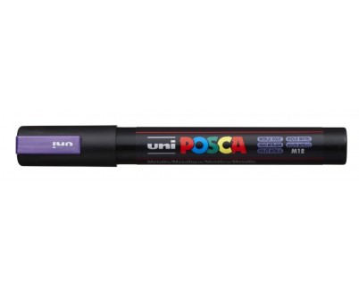 Posca PC-5M Marcador de Pintura - Punta de Bala 1.8-2.5mm - Tinta Base al Agua - Resistente a la Luz - No Permanente - Ideal para Carteleria y Decoracion - Color Violeta Metálico