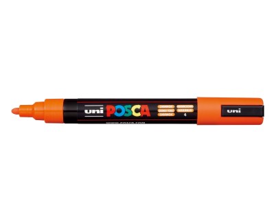 Posca PC-5M Marcador de Pintura - Punta de Poliester 1.8-2.5mm - Tinta Base al Agua - Resistente a la Luz - Color Naranja
