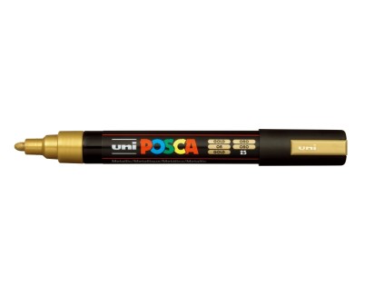 Posca PC-5M Marcador de Pintura - Punta de Poliester 1.8-2.5mm - Tinta Base al Agua - Resistente a la Luz - Color Oro
