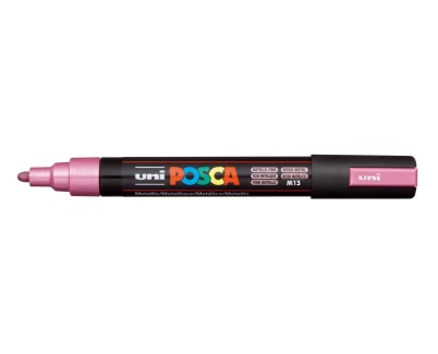 Posca PC-5M Marcador de Pintura - Punta de Poliester 1.8-2.5mm - Tinta Base al Agua - Resistente a la Luz - Color Rosa Metálico