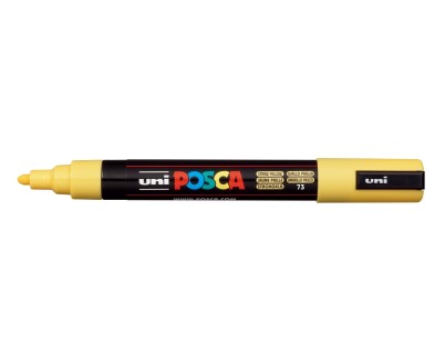 Posca PC-5M Marcador de Pintura - Punta de Poliester 1.8-2.5mm - Tinta Base al Agua - Resistente a la Luz - No Permanente - Color Amarillo Pajizo
