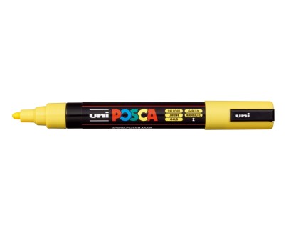 Posca PC-5M Marcador de Pintura - Punta de Poliester 1.8-2.5mm - Tinta Base al Agua - Resistente a la Luz - No Permanente - Color Amarillo