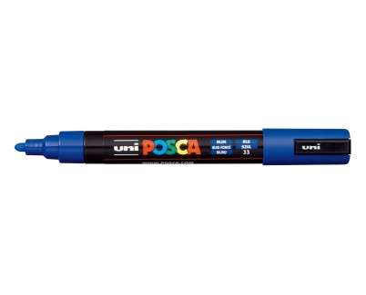 Posca PC-5M Marcador de Pintura - Punta de Poliester 1.8-2.5mm - Tinta Base al Agua - Resistente a la Luz - No Permanente - Color Azul