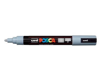 Posca PC-5M Marcador de Pintura - Punta de Poliester 1.8-2.5mm - Tinta Base al Agua - Resistente a la Luz - No Permanente - Color Gris