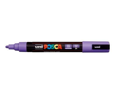 Posca PC-5M Marcador de Pintura - Punta de Poliester 1.8-2.5mm - Tinta Base al Agua - Resistente a la Luz - No Permanente - Color Lila