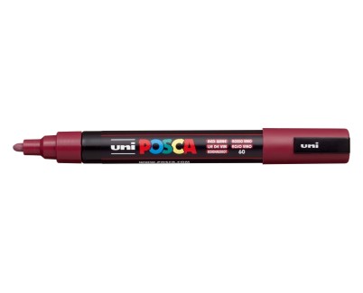 Posca PC-5M Marcador de Pintura - Punta de Poliester 1.8-2.5mm - Tinta Base al Agua - Resistente a la Luz - No Permanente - Color Rojo Vino