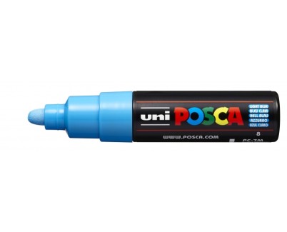 Posca PC-7M Marcador de Pintura - Punta de Bala 4.5-5.5mm - Tinta Base al Agua - Resistente a la Luz - Color Azul Claro