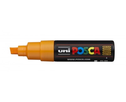 Posca PC-8K Marcador de Pintura Base al Agua - Punta Biselada Acrilica 8mm - Linea Gruesa - Resistente a la Luz - No Permanente - Color Naranja Medio