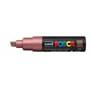 Posca PC-8K Marcador de Pintura - Punta Biselada Acrilica 8mm - Tinta Base al Agua - No Permanente - Resistente a la Luz - Ideal para Carteleria y Decoracion - Color Rojo Metálico