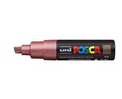 Posca PC-8K Marcador de Pintura - Punta Biselada Acrilica 8mm - Tinta Base al Agua - No Permanente - Resistente a la Luz - Ideal para Carteleria y Decoracion - Color Rojo Met&aacute;lico