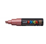 Posca PC-8K Marcador de Pintura - Punta Biselada Acrilica 8mm - Tinta Base al Agua - No Permanente - Resistente a la Luz - Ideal para Carteleria y Decoracion - Color Rojo Metálico