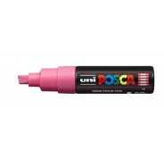 Posca PC-8K Marcador de Pintura - Punta Biselada Acrilica 8mm - Tinta Base al Agua - No Permanente - Resistente a la Luz - Ideal para Carteleria y Decoracion - Color Rosa