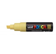 Posca PC-8K Marcador de Pintura - Punta Biselada Acrilica 8mm - Tinta Base al Agua - No Permanente - Resistente a la Luz - Inodoro - Color Amarillo Pajizo