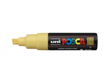 Posca PC-8K Marcador de Pintura - Punta Biselada Acrilica 8mm - Tinta Base al Agua - No Permanente - Resistente a la Luz - Inodoro - Color Amarillo Pajizo
