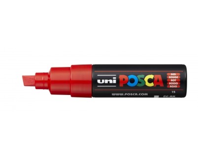 Posca PC-8K Marcador de Pintura - Punta Biselada Acrilica 8mm - Tinta Base al Agua - Resistente a la Luz - Color Rojo