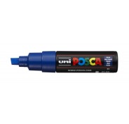 Posca PC-8K Marcador de Pintura - Punta Biselada Acrilica 8mm - Tinta Base al Agua - Resistente a la Luz - Ideal para Carteleria y Decoracion - Color Azul
