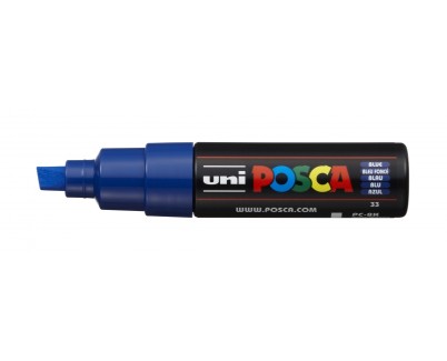 Posca PC-8K Marcador de Pintura - Punta Biselada Acrilica 8mm - Tinta Base al Agua - Resistente a la Luz - Ideal para Carteleria y Decoracion - Color Azul