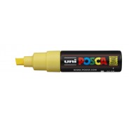 Posca PC-8K Marcador de Pintura - Punta Biselada Acrilica 8mm - Tinta Base al Agua - Resistente a la Luz - No Permanente - Color Amarillo