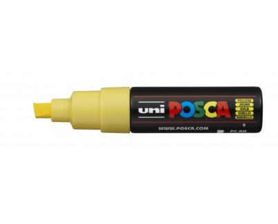 Posca PC-8K Marcador de Pintura - Punta Biselada Acrilica 8mm - Tinta Base al Agua - Resistente a la Luz - No Permanente - Color Amarillo
