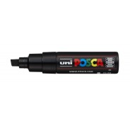 Posca PC-8K Marcador de Pintura - Punta Biselada Acrilica 8mm - Tinta Base al Agua - Resistente a la Luz - No Permanente - Color Negro
