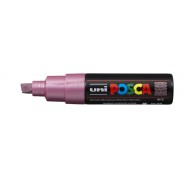 Posca PC-8K Marcador de Pintura - Punta Biselada Acrilica 8mm - Tinta Base al Agua - Resistente a la Luz - No Permanente - Color Rosa Metálico