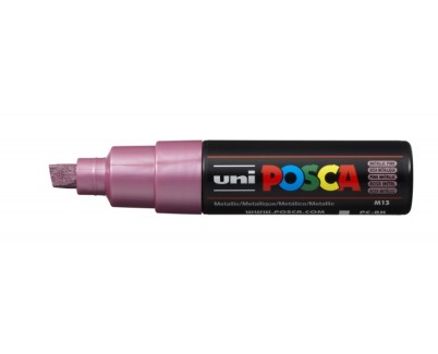 Posca PC-8K Marcador de Pintura - Punta Biselada Acrilica 8mm - Tinta Base al Agua - Resistente a la Luz - No Permanente - Color Rosa Met&aacute;lico
