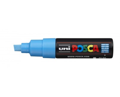 Posca PC-8KMarcador de Pintura - Punta Biselada Acrilica 8mm - Tinta Base al Agua - No Permanente - Resistente a la Luz - Ideal para Carteleria y Decoracion - Color Azul Claro