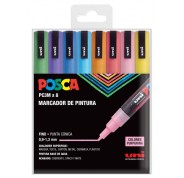 Posca PC3M Pack de 8 Marcadores de Pintura - Punta Conica 0.9-1.3mm - Tinta Base al Agua - Resistente a la Luz - Ideal para Carteleria y Decoracion - Colores Purpurina Surtidos