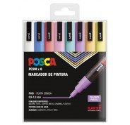Posca PC3M Pack de 8 Marcadores de Pintura - Punta Conica 0.9-1.3mm - Tinta Base al Agua - Resistente a la Luz  - Ideal para Carteleria y Decoracion - Colores Surtidos Pastel