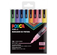Posca PC3ML Pack de 8 Marcadores de Pintura - Punta Conica 0.9-1.3mm - Tinta Base al Agua - Resistente a la Luz - Ideal para Carteleria y Decoracion - Colores Purpurina Surtidos
