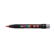 Posca PCF-350 Marcador de Pintura - Punta Acrilica Estilo Pincel - Tinta Base al Agua - No Permanente - Resistente a la Luz - Inodoro - Ideal para Carteleria y Decoracion - Color Rojo