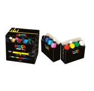 Posca PCM-22 Pack de 8 Marcadores de Pintura - Punta Redondeada de Gomaespuma 3-19mm - Tinta Base al Agua - Multi Efectos - No Permanente - Color Surtido