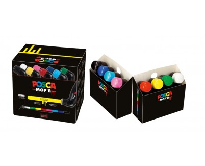 Posca PCM-22 Pack de 8 Marcadores de Pintura - Punta Redondeada de Gomaespuma 3-19mm - Tinta Base al Agua - Multi Efectos - No Permanente - Color Surtido