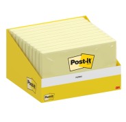 Post-It Bloc de 100 Notas Adhesivas Reposicionables - 76x127mm - Paquete de Carton - 100% PEFC - Color Amarillo Claro