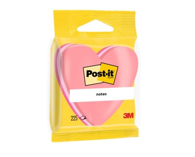 Post-It Bloc de 225 Notas Adhesivas Reposicionables - Forma Corazon - 70x70mm - Color Rosa
