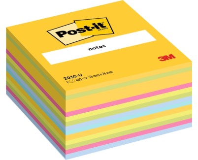 Post-It Cubo de 450 Notas Adhesivas Reposicionables - Forma Cuadrada - 76x76mm - Colores Surtidos
