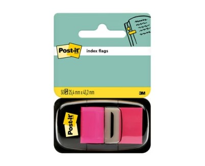 Post-it Index Dispensador con 50 Marcadores Reposicionables 25.4 x 43.2mm - Adherencia Firme - Para Marcar, Se&ntilde;alar o Destacar Informacion - 7100062569 - Color Rosa