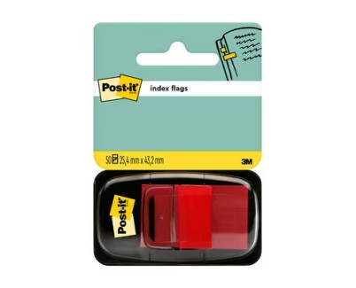 Post-it Index Dispensador con 50 Marcadores Reposicionables 25.4 x 43.2mm - Adherencia Firme - Para Marcar, Se&ntilde;alar o Destacar Informacion - Color Rojo