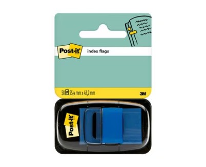 Post-it Index Dispensador con 50 Marcadores Reposicionables 25.4 x 43.2mm - Adherencia Firme - Para Marcar, Señalar o Destacar Informacion - 7100089834 - Color Azul