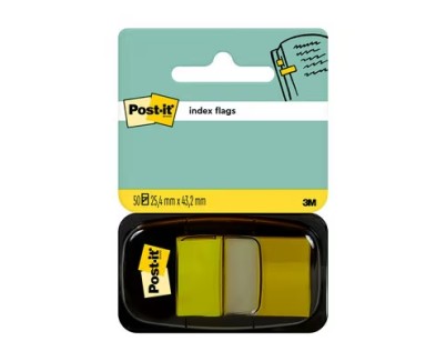 Post-it Index Dispensador con 50 Marcadores Reposicionables 25.4 x 43.2mm - Adherencia Firme - Para Marcar, Señalar o Destacar Informacion - 7100102671 - Color Amarillo