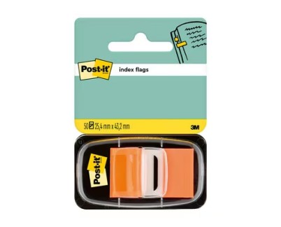 Post-it Index Dispensador con 50 Marcadores Reposicionables 25.4 x 43.2mm - Adherencia Firme - Para Marcar, Se&ntilde;alar o Destacar Informacion - Color Naranja