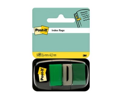 Post-it Index Dispensador con 50 Marcadores Reposicionables 25.4 x 43.2mm - Adherencia Firme - Para Marcar, Se&ntilde;alar o Destacar Informacion - Color Verde