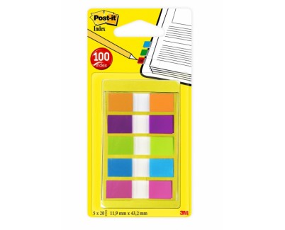 Post-It Index Tira con 12 Packs de 5 Dispensadores con 20 Marcadores Reposicionables - Colores Surtidos